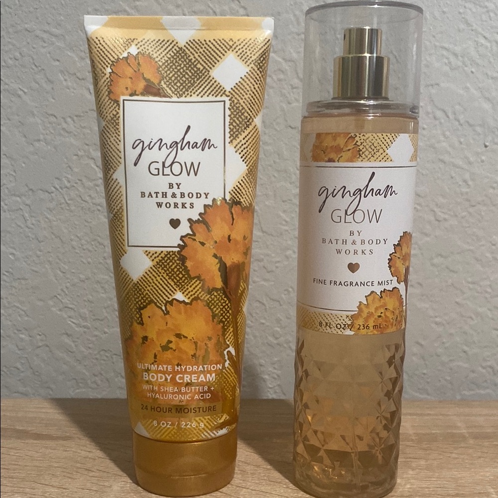 Bath & Body Works Gingham Glow Body Cream and Fine Fragrance Mist Bundle